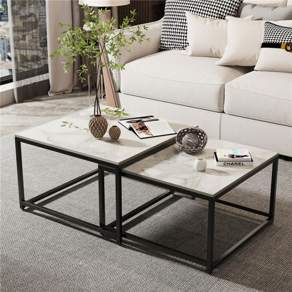 Modern Set Of 2 Square Shape Corner Center Table Best For Living Room