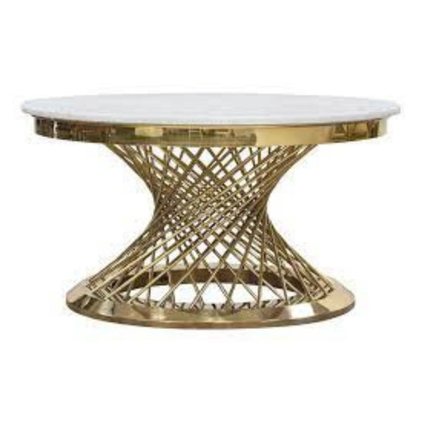 Modern Dupont Style Round Coffee Table With White Top