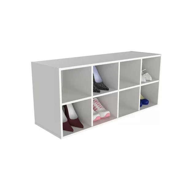 Eight Compartment Shoe Rack White