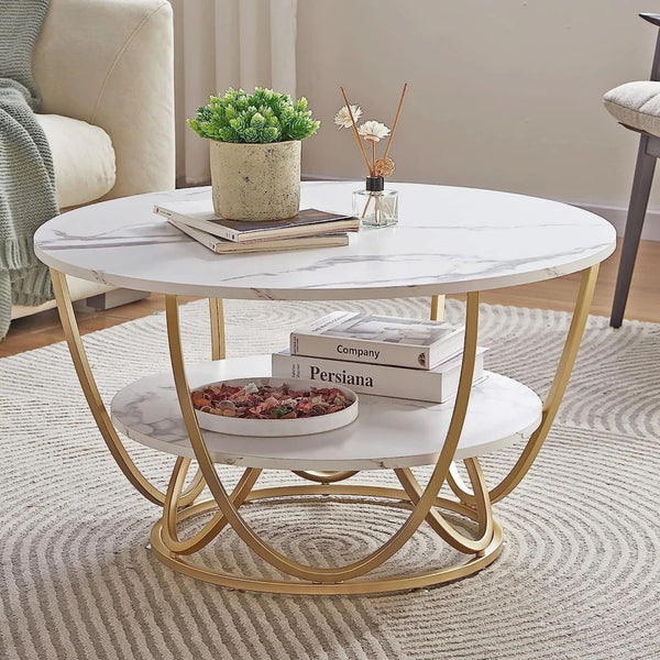 Modern Design Impex Metal Frame Round Coffee Table For Living Lounge
