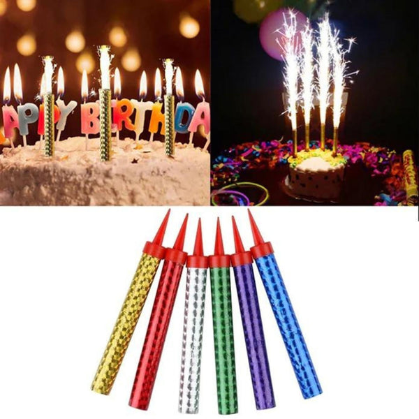 Happy Sparkling Candles 12Cm Pack Of 6