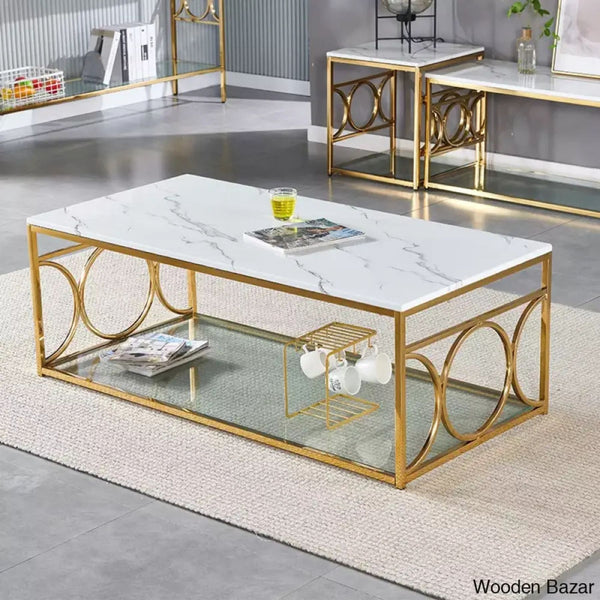 Luxury Center Table With Ring Design on Both Stand Sides