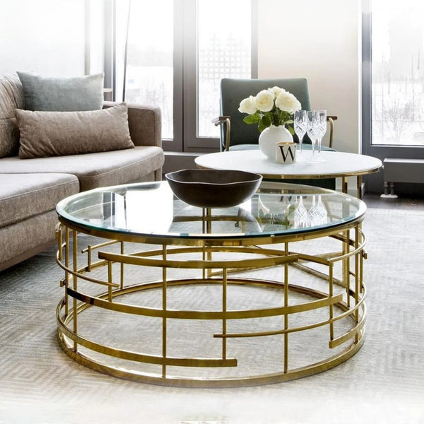 Modern Livia Design Round Coffee Table With Gold Finishing