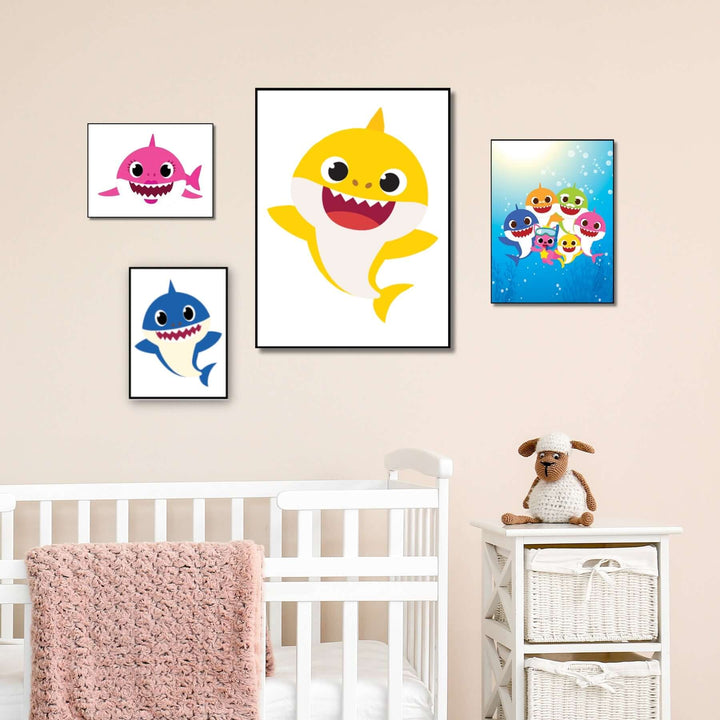 Set of four different size baby shark beautiful frames