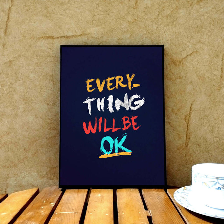  9"X12" Every Thing Will Be Ok Inspirational Wooden Wall Hanging Frame