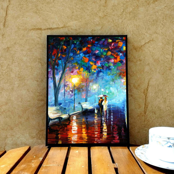9"X12" Oil Paint Couple Art Wooden Wall Hanging Frame