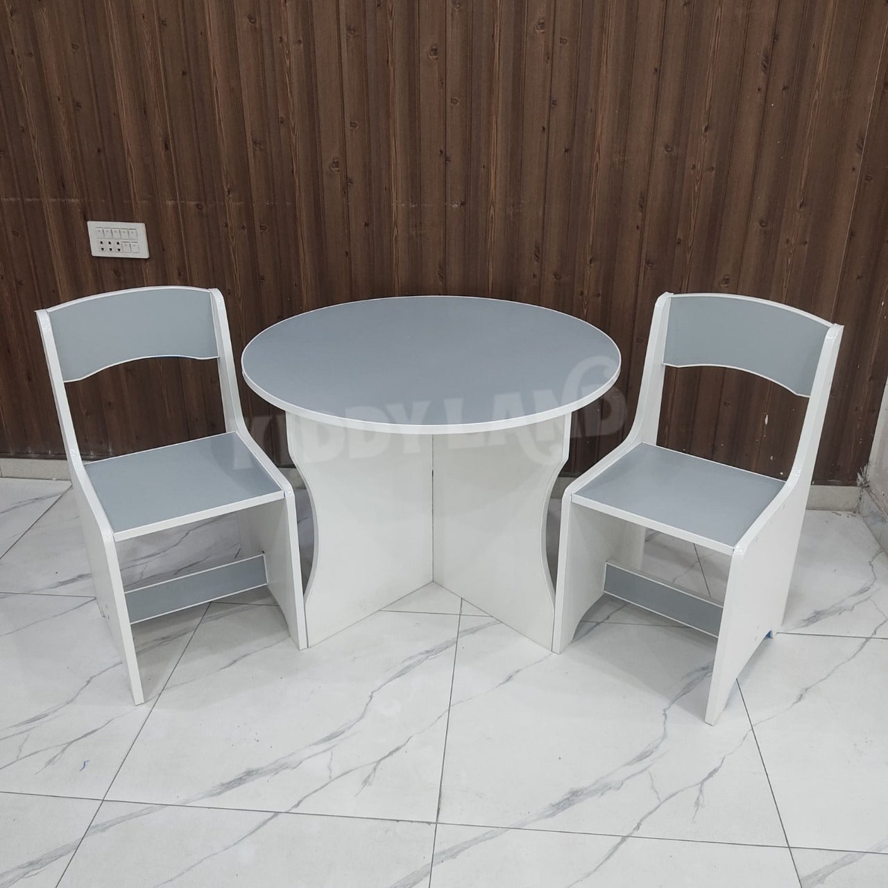 Two Chair Study Table Gray & White Study Table With Two Chairs