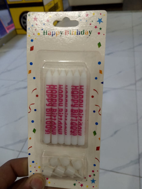 White Birthday Cake Candles Pack of 6