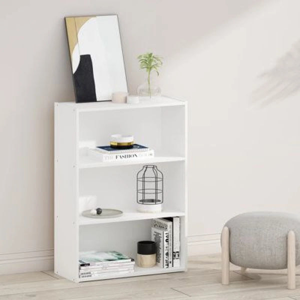 Three Tired Classic White Bookcase