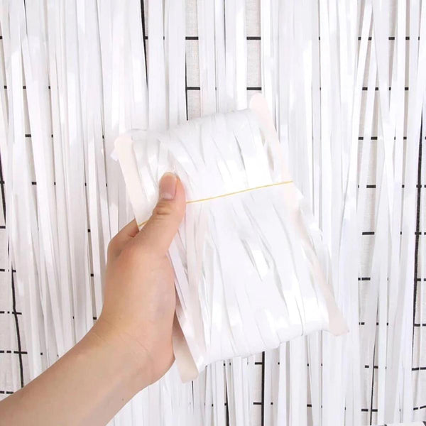 Foil Fringe Curtains White