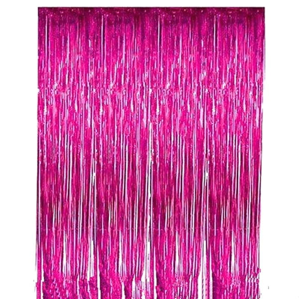 Foil Fringe Curtains Black Dark Pink