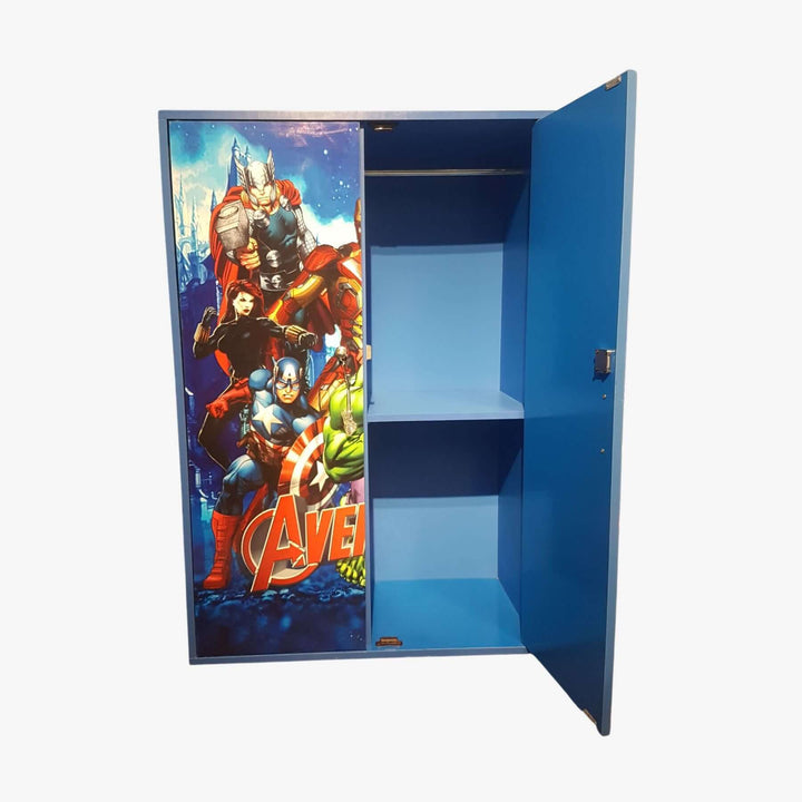 Kids wardrobe in blue colour with Avengers Theme
