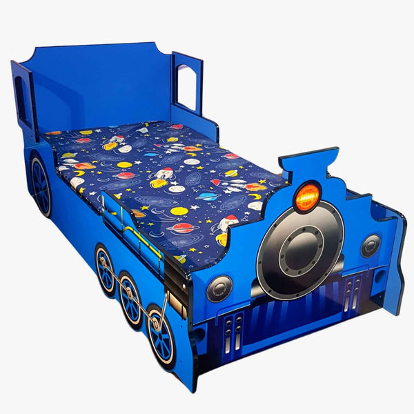 Train Design Blue Single Boys Bed