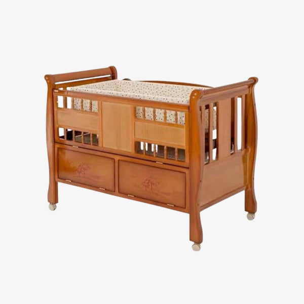 Dark Brown Wooden Baby Crib Wooden Cot