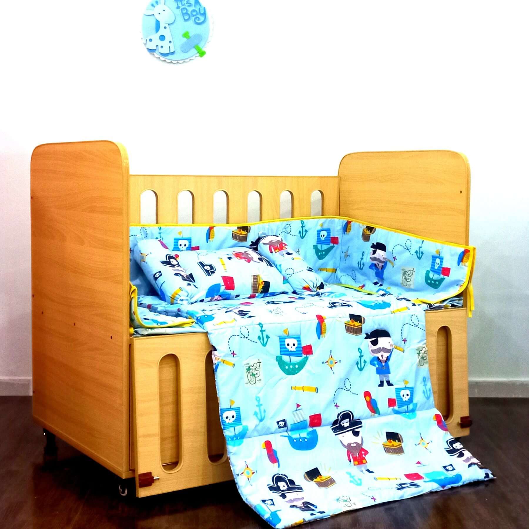 Pine Wood Color Newborn Baby Wooden Cot