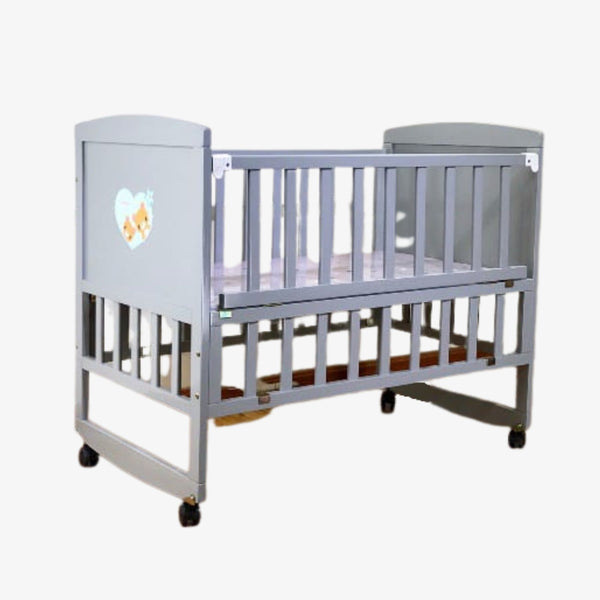 Gray Color Adjustable Bed Wooden Baby Cot