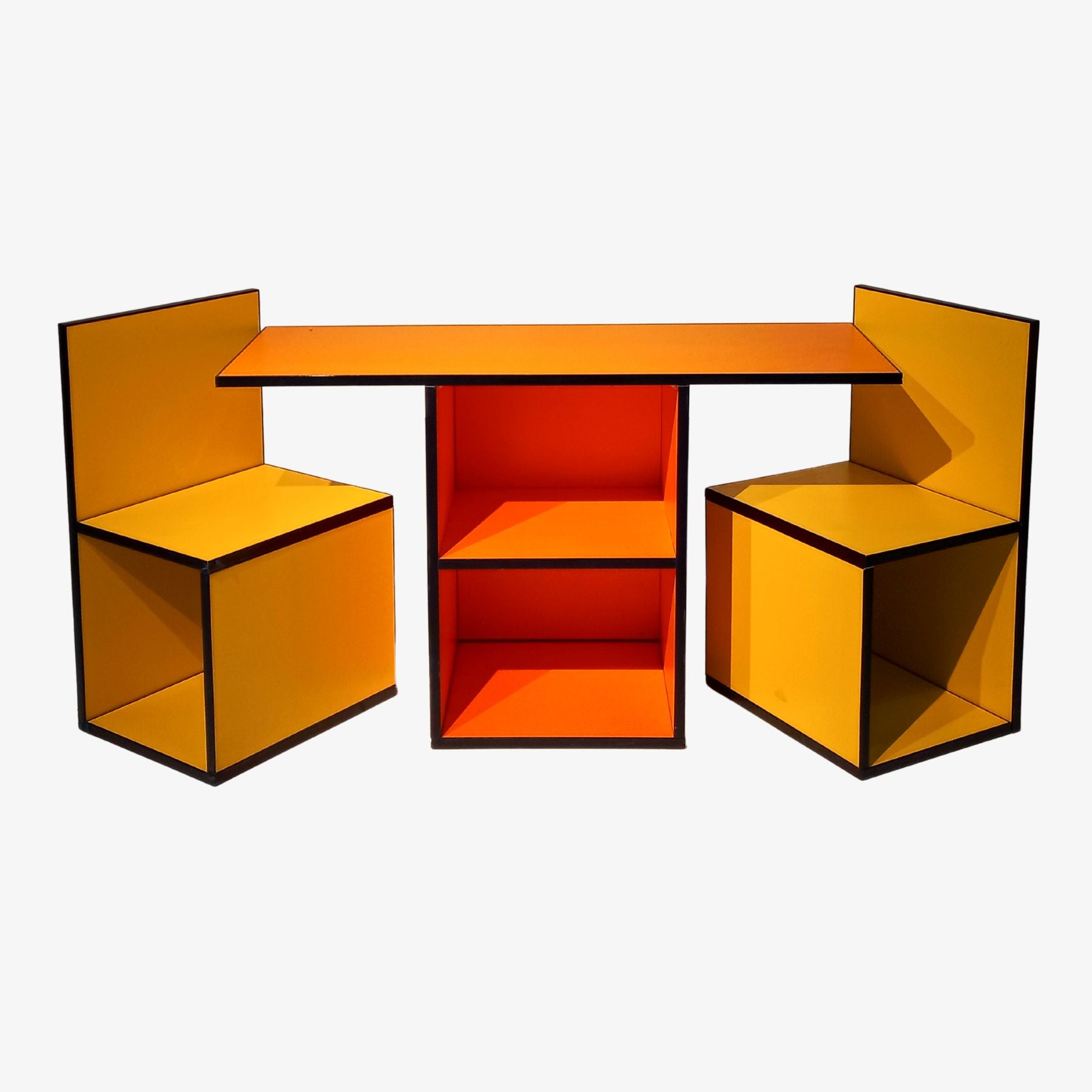 Beautiful Yellow & Orange Color Study Table For Two Kids